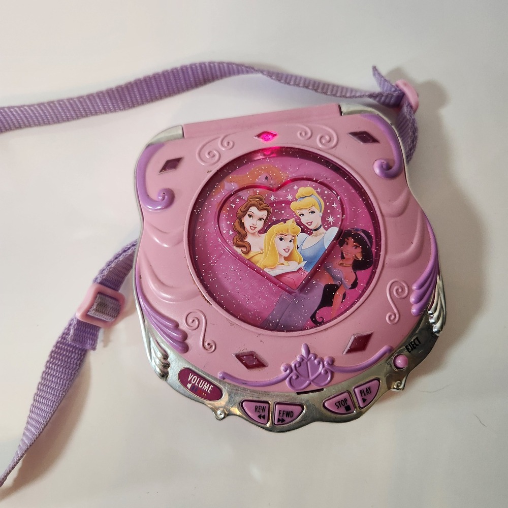 Disney Princess Vintage Pink Portable Toy CD Player with Strap and Music Disc